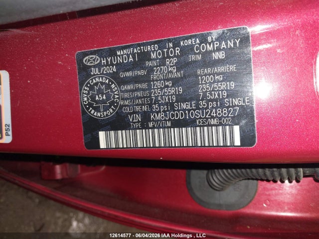 Продаж на аукціоні авто 2025 Hyundai Tucson Hybrid, vin: KM8JCDD10SU248827, номер лоту: 12614577