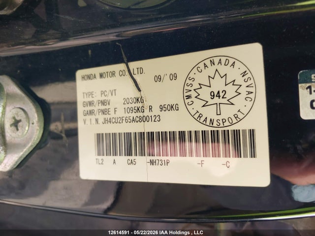 2010 Acura Tsx მანქანა იყიდება აუქციონზე, vin: JH4CU2F65AC800123, აუქციონის ნომერი: 12614591