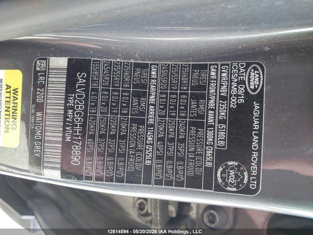 SALVD2BG6HH178890 Land Rover Range Rover Evoque Hse Dynamic