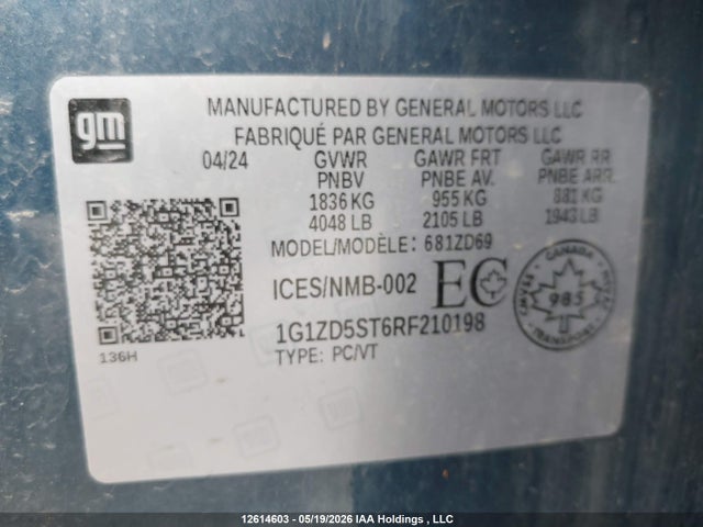 Aukcja sprzedaży 2024 Chevrolet Malibu Lt, vin: 1G1ZD5ST6RF210198, numer aukcji: 12614603