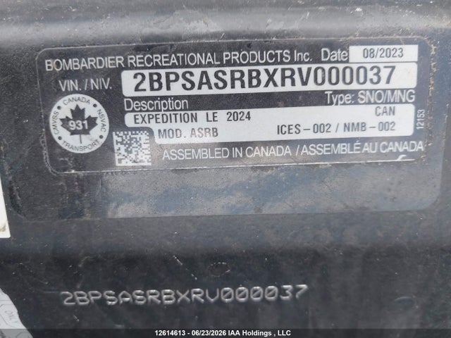 Aukcja sprzedaży 2024 Skidoo , vin: 2BPSASRBXRV000037, numer aukcji: 12614613