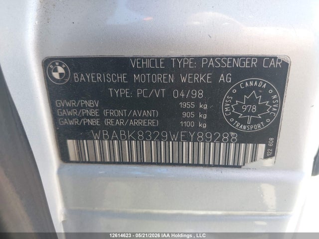 Продаж на аукціоні авто 1998 Bmw 328i, vin: WBABK8329WEY89288, номер лоту: 12614623