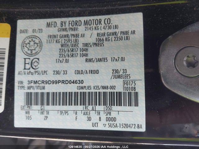 3FMCR9D99PRD04630 Ford Bronco Sport Badlands
