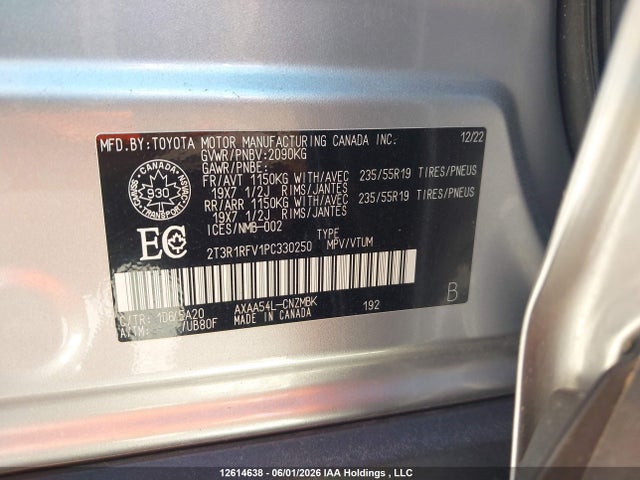 2023 Toyota Rav4 მანქანა იყიდება აუქციონზე, vin: 2T3R1RFV1PC330250, აუქციონის ნომერი: 12614638