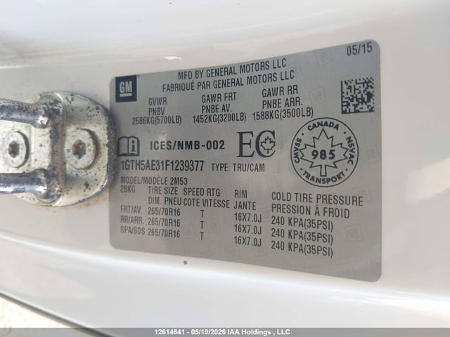 Продаж на аукціоні авто 2015 Gmc Canyon, vin: 1GTH5AE31F1239377, номер лоту: 12614641
