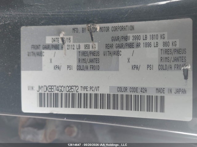 JM1DKBB74G0102672 Mazda Cx-3 Gx