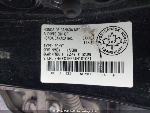 2HGFC1F95JH101031 Honda Civic Touring