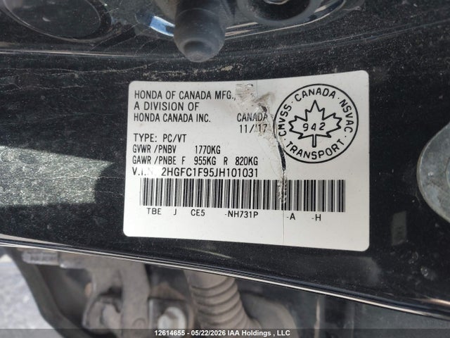 2HGFC1F95JH101031 Honda Civic Touring