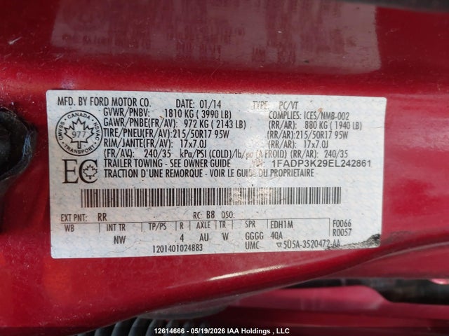 Ford FOCUS SE 2014 1FADP3K29EL242861 Image 9
