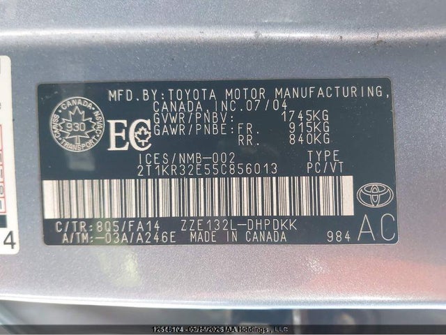 2005 Toyota Matrix Xr მანქანა იყიდება აუქციონზე, vin: 2T1KR32E55C856013, აუქციონის ნომერი: 12614672
