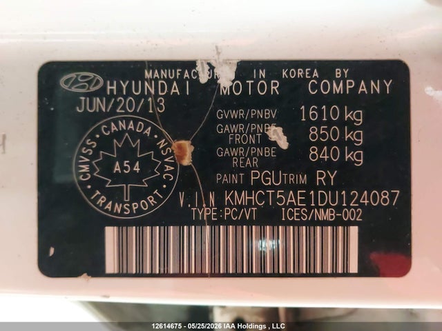 Продаж на аукціоні авто 2013 Hyundai Accent Gls/gs, vin: KMHCT5AE1DU124087, номер лоту: 12614675