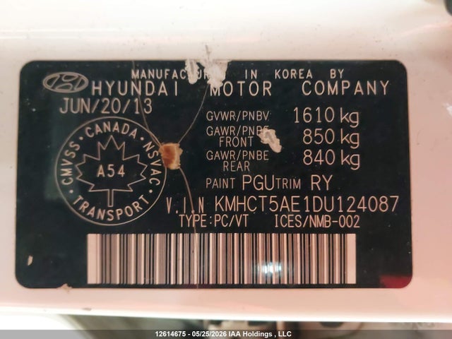 Продаж на аукціоні авто 2013 Hyundai Accent Gls/gs, vin: KMHCT5AE1DU124087, номер лоту: 12614675