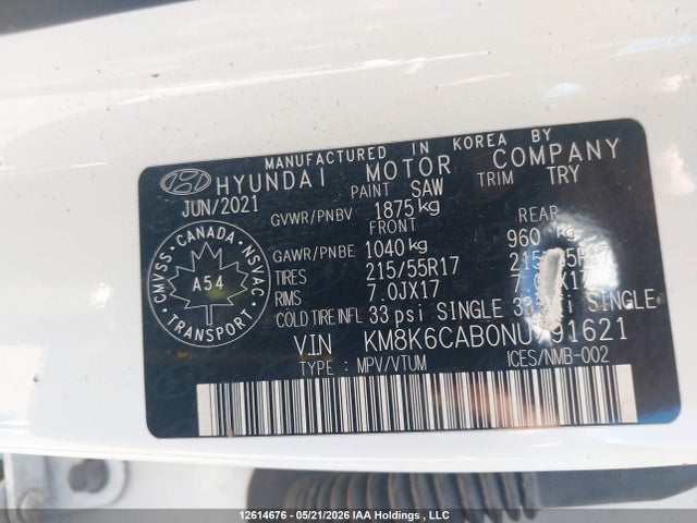 Aukcja sprzedaży 2022 Hyundai Kona Sel, vin: KM8K6CAB0NU791621, numer aukcji: 12614676