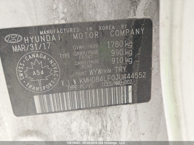 KMHD84LF0JU444552 Hyundai Elantra
