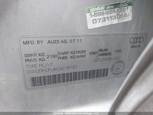 Продаж на аукціоні авто 2012 Audi A4 2.0t, vin: WAUDFCFL8CA019197, номер лоту: 12605245