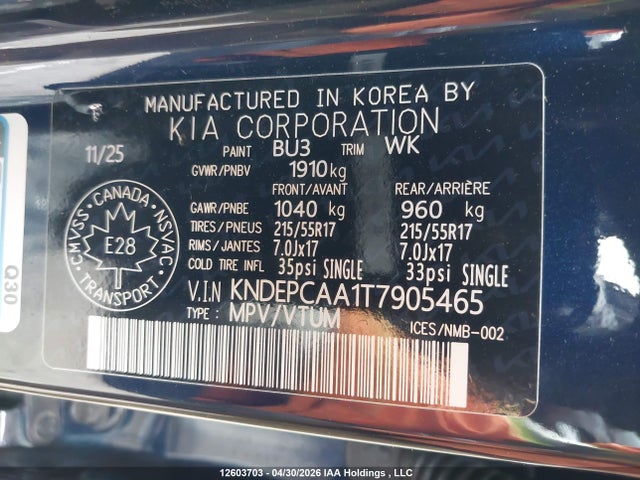 Продаж на аукціоні авто 2026 Kia Seltos Lx, vin: KNDEPCAA1T7905465, номер лоту: 12603703