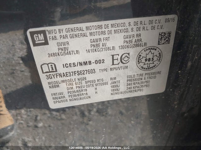Cadillac SRX 2015 3GYFNAE37FS627603 Image 9