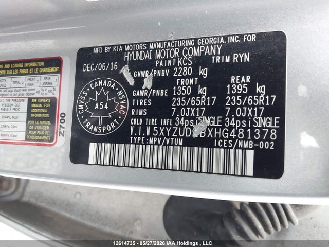 Продаж на аукціоні авто 2017 Hyundai Santa Fe Sport 2.4 Premium, vin: 5XYZUDLBXHG481378, номер лоту: 12614735