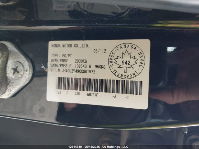 Aukcja sprzedaży 2012 Acura Tsx, vin: JH4CU2F49CC801972, numer aukcji: 12614740