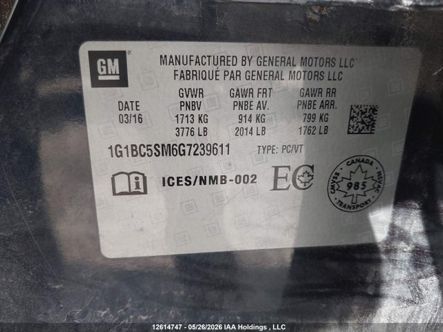 1G1BC5SM6G7239611 Chevrolet Cruze