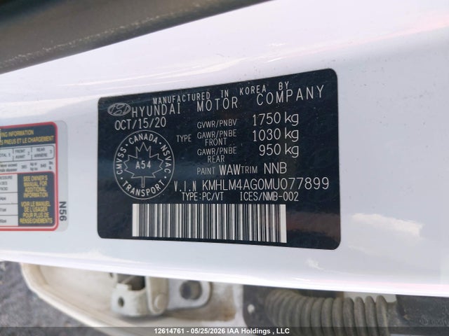 12614761 :رقم المزاد ، KMHLM4AG0MU077899 vin ، 2021 Hyundai Elantra Preferred Ivt مزاد بيع