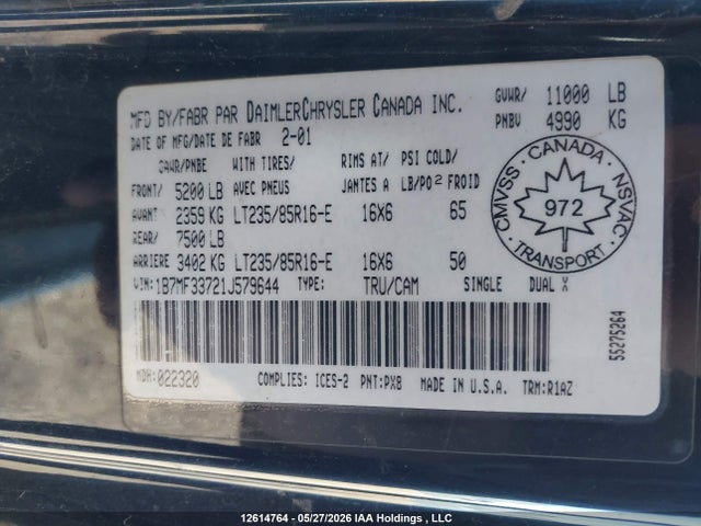 Продажа на аукционе авто 2001 Dodge Ram 3500 St, vin: 1B7MF33721J579644, номер лота: 12614764