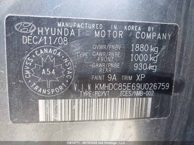 Продаж на аукціоні авто 2009 Hyundai Elantra Touring, vin: KMHDC85E69U026759, номер лоту: 12614771