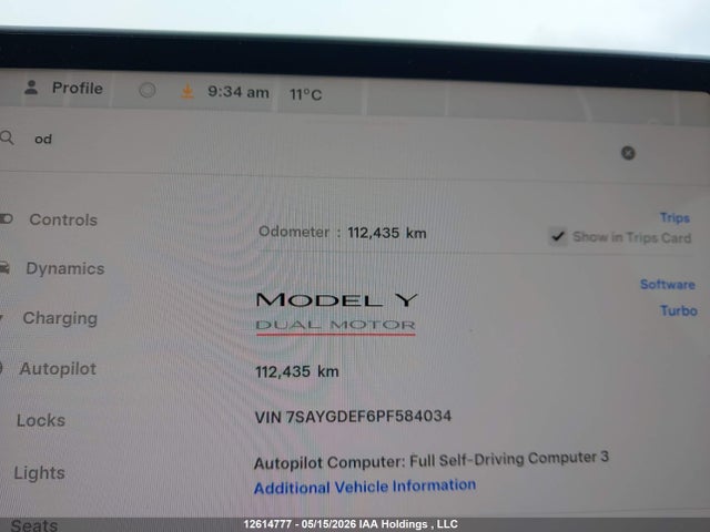 Tesla Model Y Performance 2023 7SAYGDEF6PF584034 Image 12