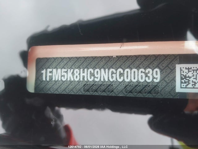 12614782 :رقم المزاد ، 1FM5K8HC9NGC00639 vin ، 2022 Ford Explorer Platinum مزاد بيع