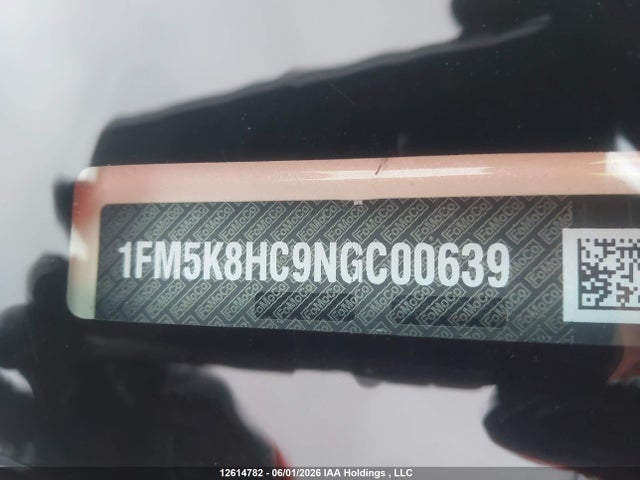12614782 :رقم المزاد ، 1FM5K8HC9NGC00639 vin ، 2022 Ford Explorer Platinum مزاد بيع