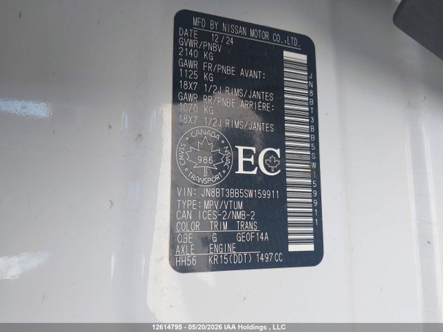 Продаж на аукціоні авто 2025 Nissan Rogue Sv/rock Creek, vin: JN8BT3BB5SW159911, номер лоту: 12614795
