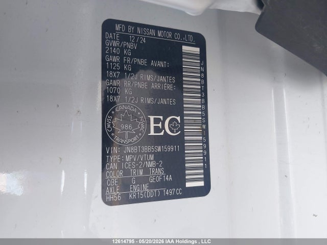 Продаж на аукціоні авто 2025 Nissan Rogue Sv/rock Creek, vin: JN8BT3BB5SW159911, номер лоту: 12614795