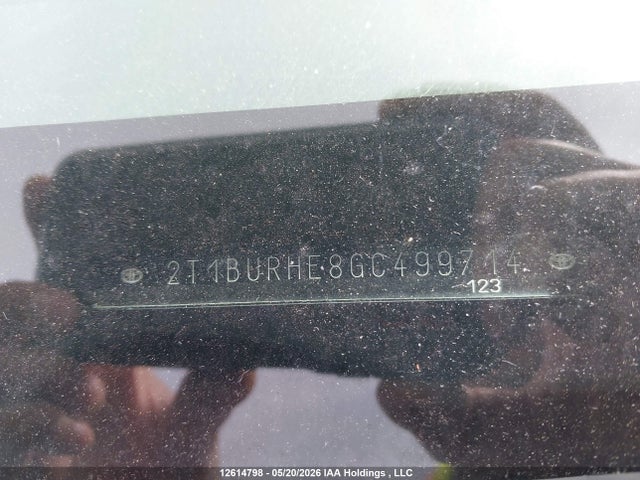 12614798 :رقم المزاد ، 2T1BURHE8GC499714 vin ، 2016 Toyota Corolla L/le/le Pls/prm/s/s Pls مزاد بيع