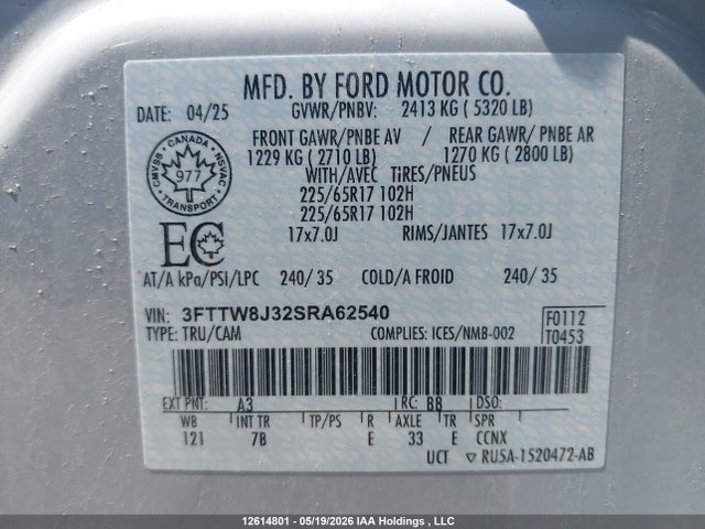 Ford Maverick Xlt 2025 3FTTW8J32SRA62540 Image 19