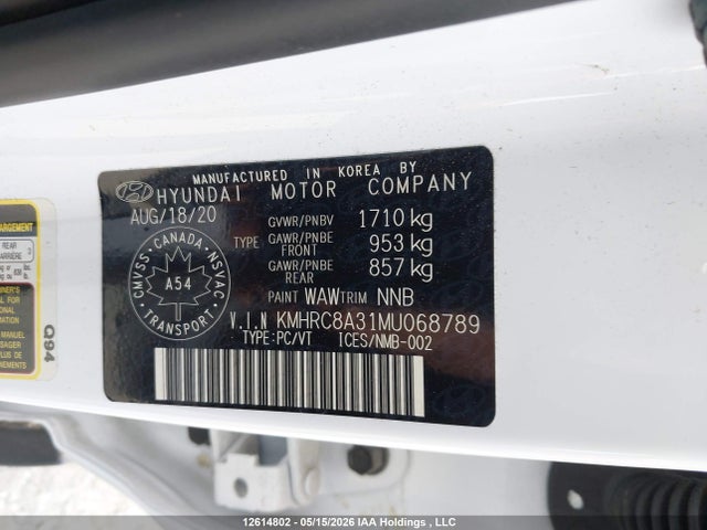 2021 Hyundai Venue Sel/denim მანქანა იყიდება აუქციონზე, vin: KMHRC8A31MU068789, აუქციონის ნომერი: 12614802