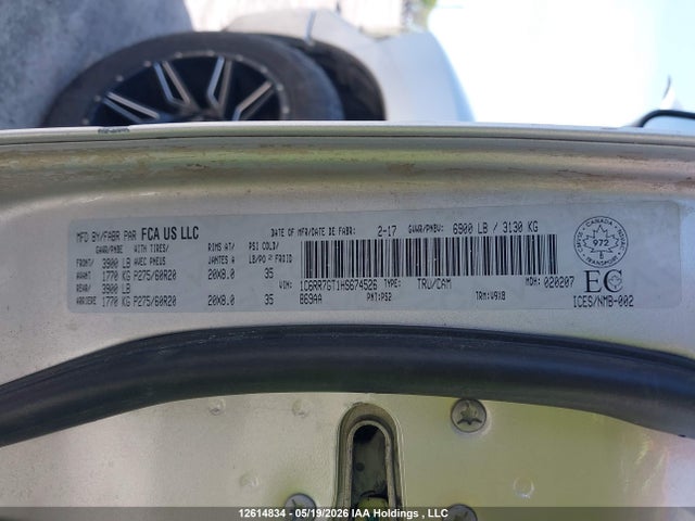 12614834 :رقم المزاد ، 1C6RR7GT1HS674526 vin ، 2017 Ram 1500 Slt مزاد بيع