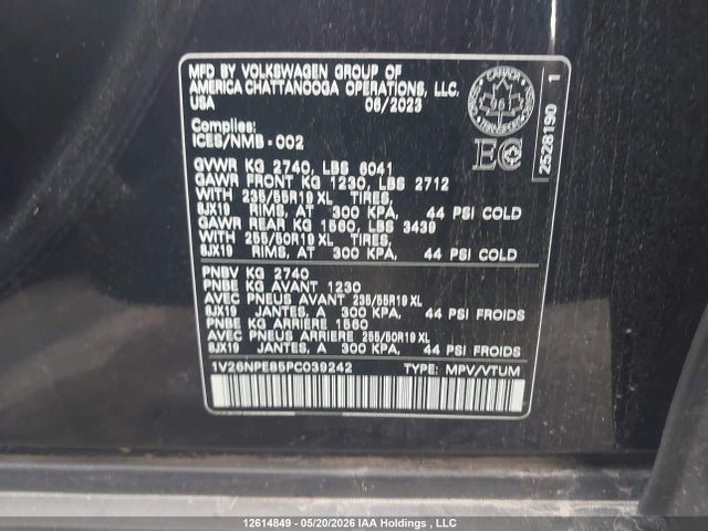 2023 Volkswagen Id.4 Pro მანქანა იყიდება აუქციონზე, vin: 1V26NPE85PC039242, აუქციონის ნომერი: 12614849