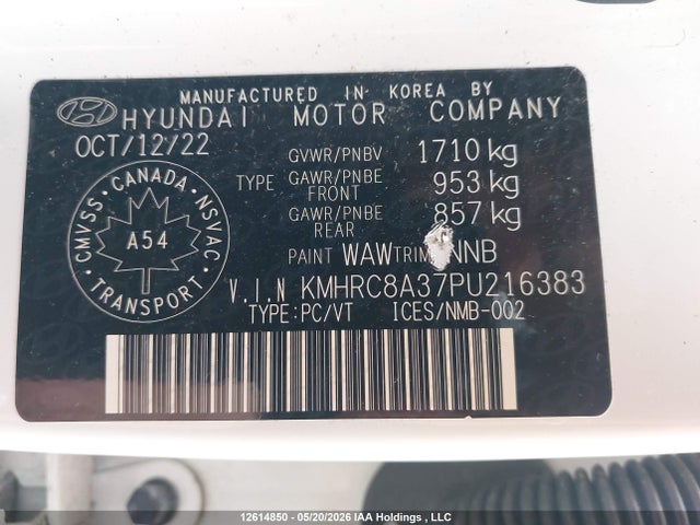 KMHRC8A37PU216383 Hyundai Venue Preferred