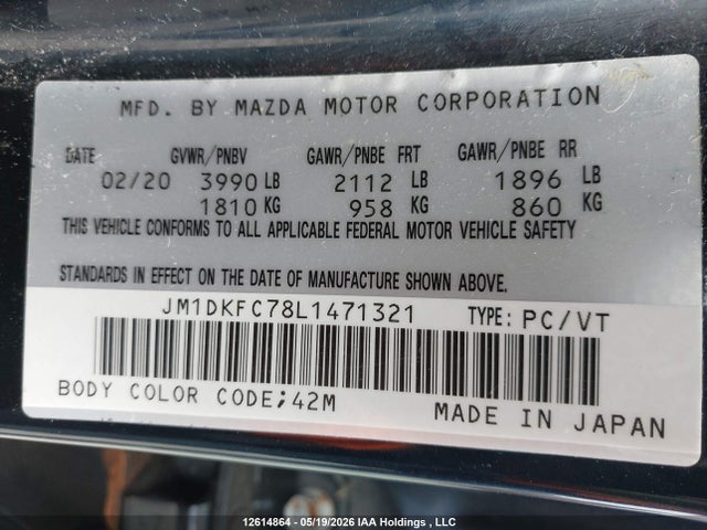 Продажа на аукционе авто 2020 Mazda Cx-3 Gs, vin: JM1DKFC78L1471321, номер лота: 12614864