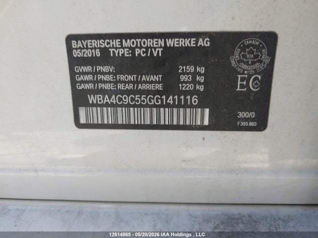 12614865 :رقم المزاد ، WBA4C9C55GG141116 vin ، 2016 Bmw 428i Gran Coupe Xdrive مزاد بيع