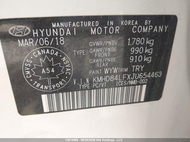 Продаж на аукціоні авто 2018 Hyundai Elantra Gl Se, vin: KMHD84LFXJU654463, номер лоту: 12614869