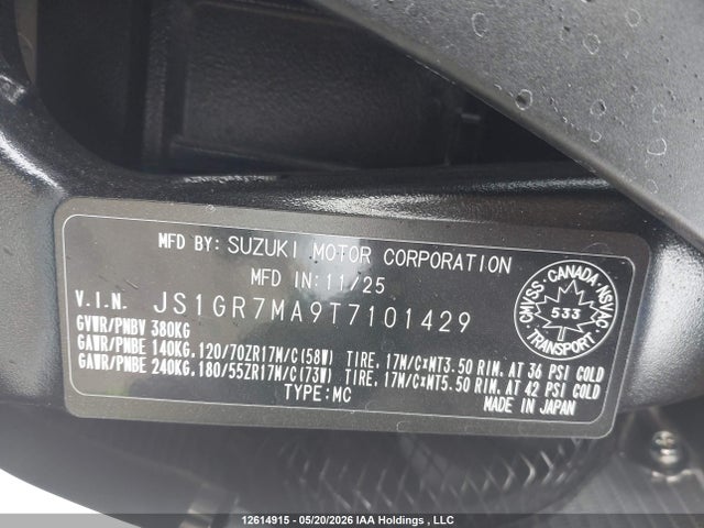 Продажа на аукционе авто 2026 Suzuki Gsx-r750, vin: JS1GR7MA9T7101429, номер лота: 12614915