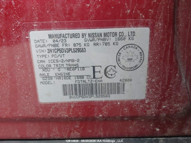 2023 Nissan Kicks Sr მანქანა იყიდება აუქციონზე, vin: 3N1CP5DV3PL529583, აუქციონის ნომერი: 12614928