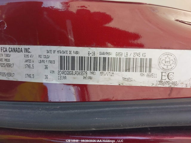 2C4RDGBG8JR303579 Dodge Grand Caravan