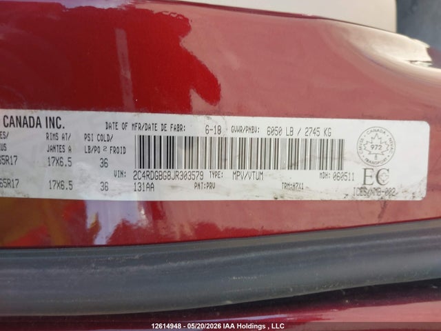 2C4RDGBG8JR303579 Dodge Grand Caravan