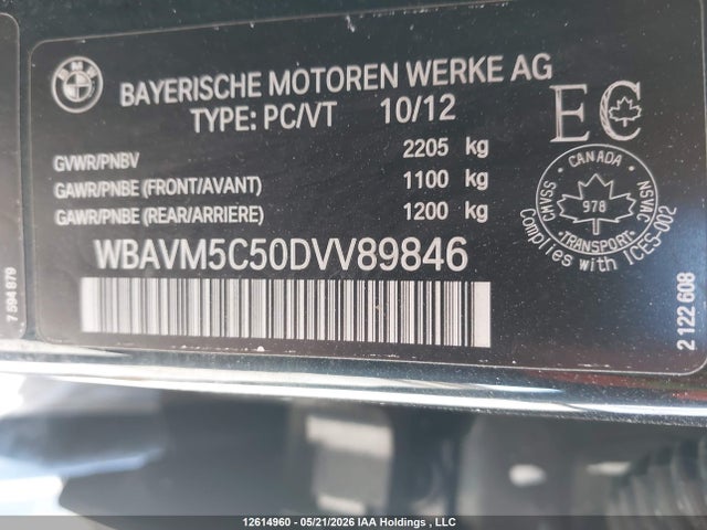 12614960 :رقم المزاد ، WBAVM5C50DVV89846 vin ، 2013 Bmw X1 Xdrive35i مزاد بيع