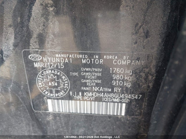 Aukcja sprzedaży 2016 Hyundai Elantra Limited, vin: KMHDH4AH8GU494547, numer aukcji: 12614964