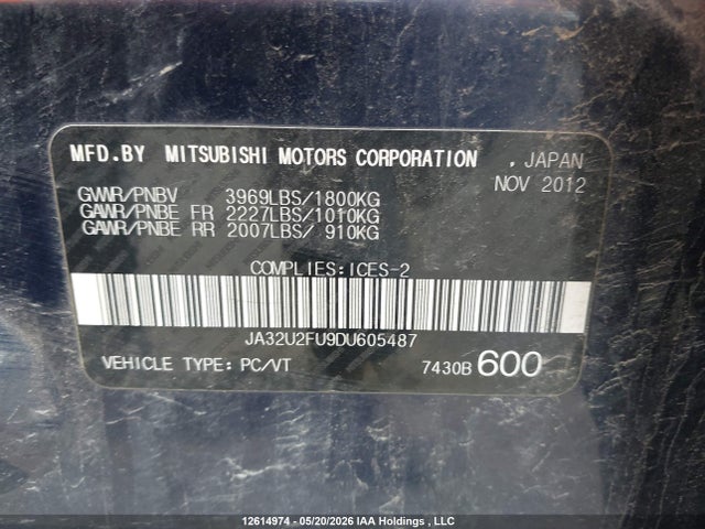 Продаж на аукціоні авто 2013 Mitsubishi Lancer Es/es Sport, vin: JA32U2FU9DU605487, номер лоту: 12614974