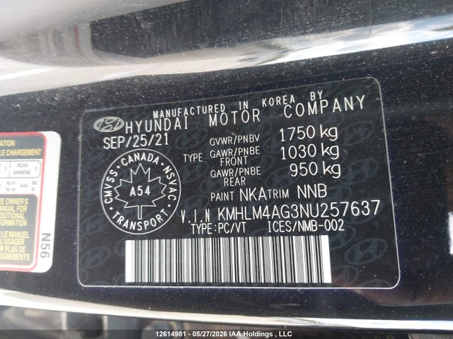 KMHLM4AG3NU257637 Hyundai Elantra