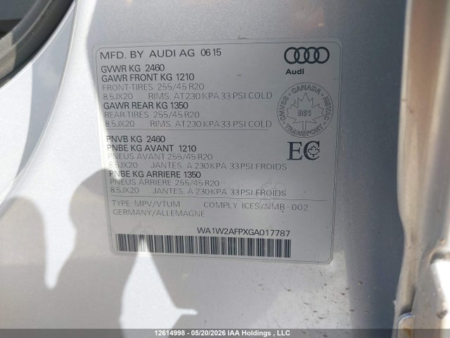 Audi Q5 Technik/s-line 2016 WA1W2AFPXGA017787 Image 9